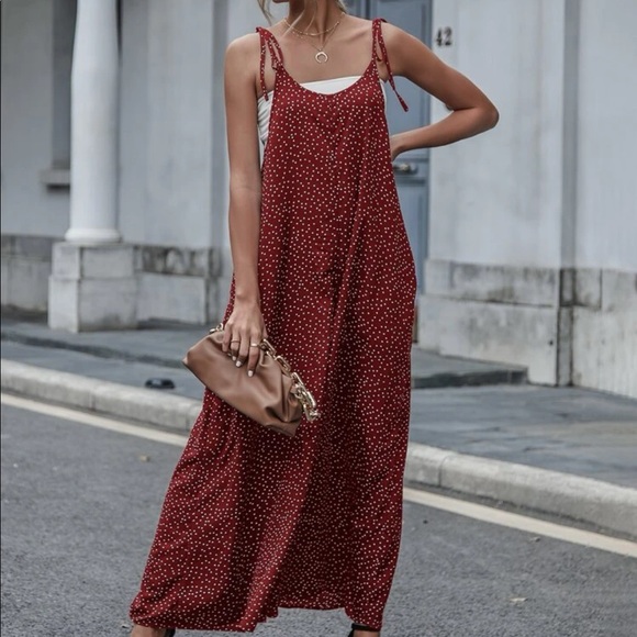 Boho black polka dot knot cami jumpsuit - Picture 7 of 16